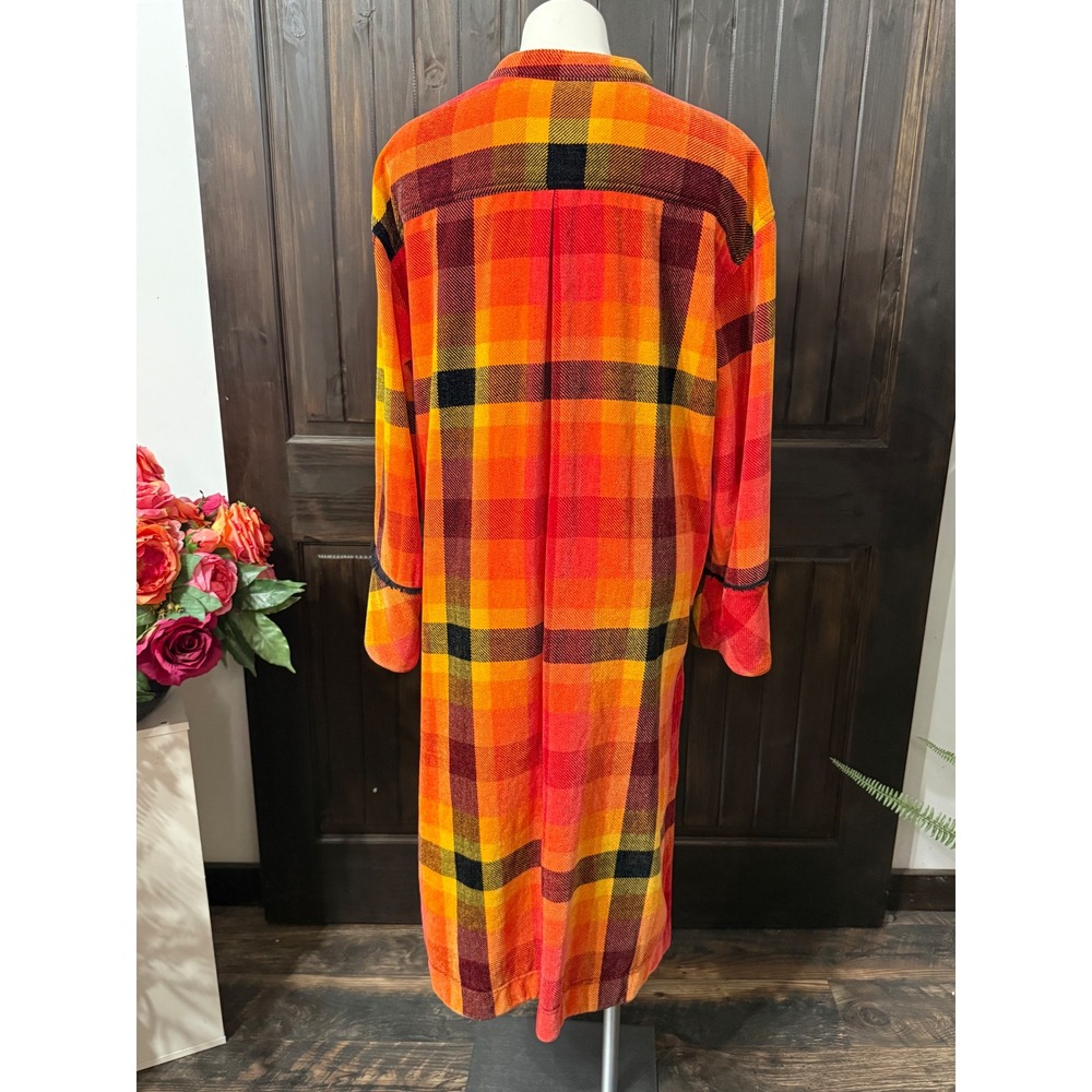 We The Free Free People Plaid Button Front Shirt Dress Orange Red Large L Long - Picture 5 of 7